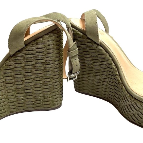 NIB SCHUTZ EDUARDA WEDGE SANDALS IN ASPEN GREEN SZ:9.5  NWT - Picture 10 of 13